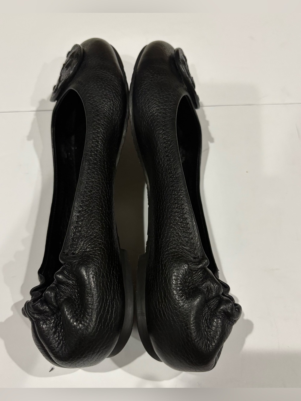 Tory Burch Reva Ballet Flats Womens 7 M Black Leather Double T Logo Shoes - Picture 5 of 10